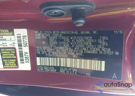 2011 Toyota Sienna Xle from USA, damaged, VIN 5TDDK3DCXBS016482